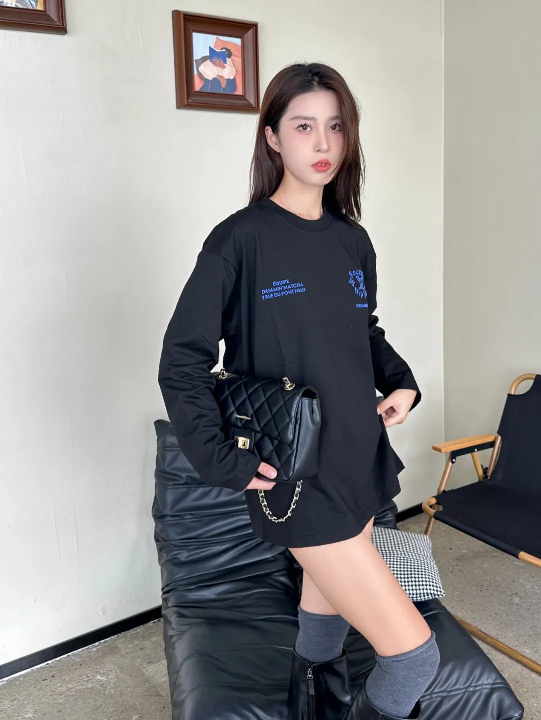 Louis Vuitton/Louis Vuitton 25Fw Dreamer graffiti slogan new flower long-sleeved T-shirt